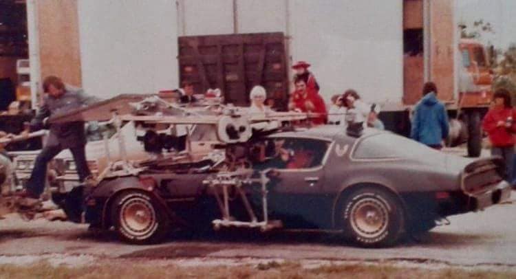 Smokey and the Bandit 2 movie behind the scenes pic with Burt Reynolds and Jerry Reed.