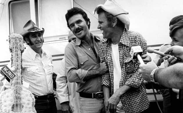 Smokey and the Bandit movie behind the scenes pic with Burt Reynolds and Jerry Reed