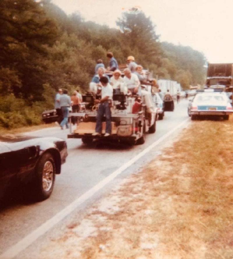 Smokey and the Bandit movie behind the scenes - cast and crew with Trans Am.