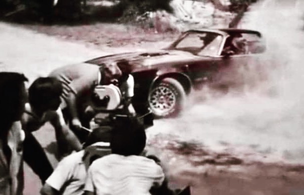 Smokey and the Bandit movie behind the scenes - Trans Am making a hard turn.